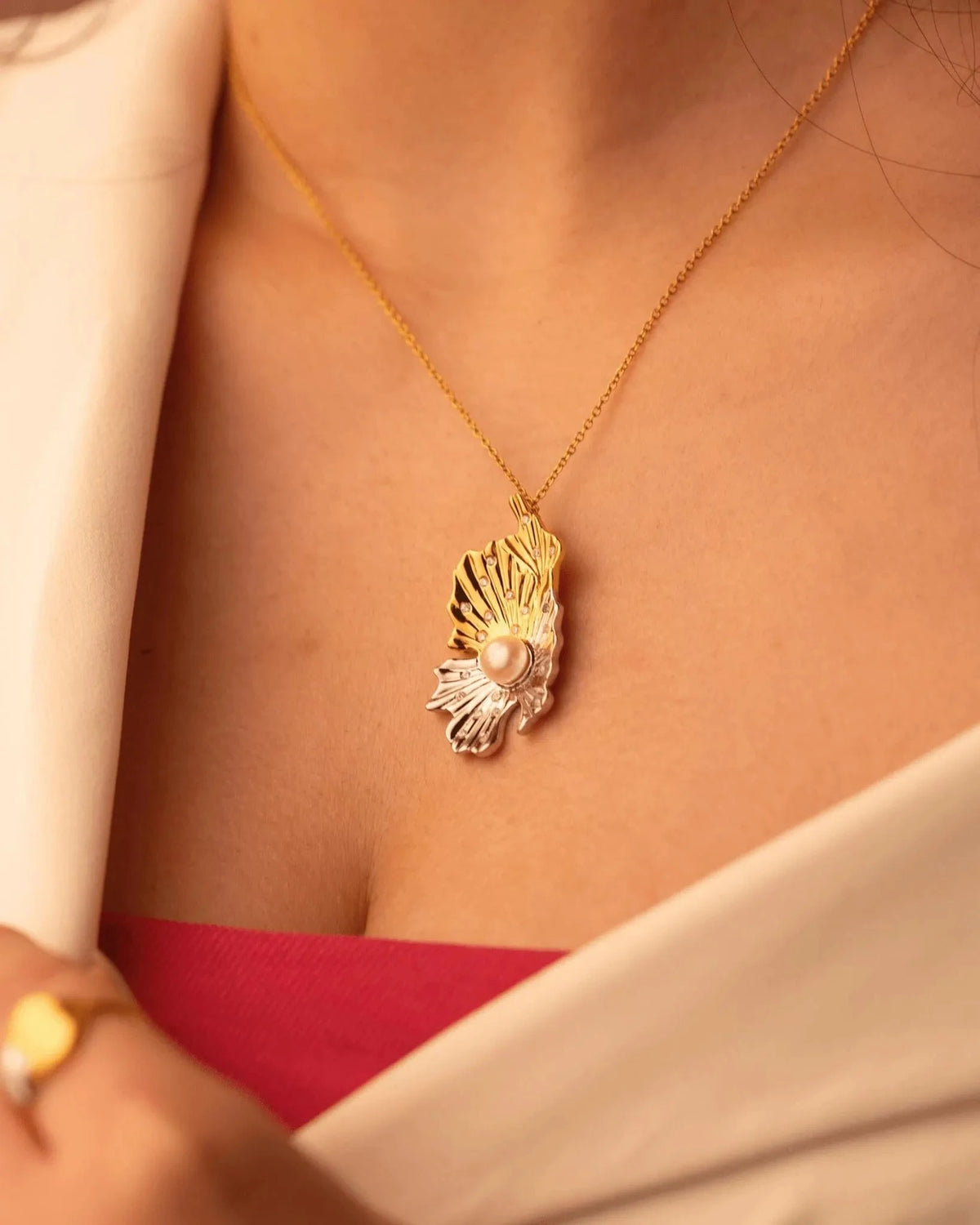Sagar Ratna Dual Tone Pendant Chain - Silheera Jewellery
