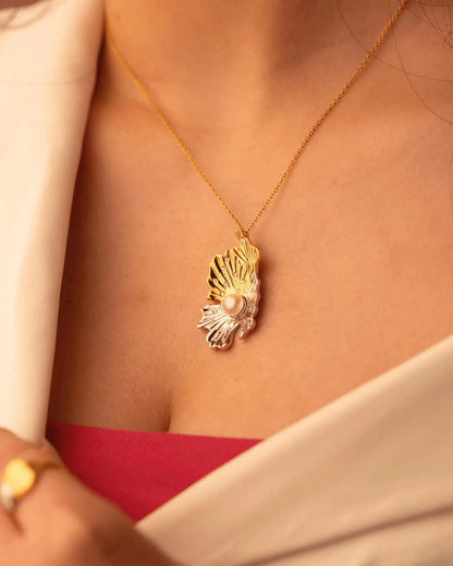 Sagar Ratna Dual Tone Pendant Chain - Silheera Jewellery